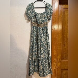Free People Floral Puff Sleeve Maxi Dress